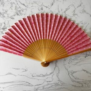 Japanese fan, silk and bamboo, soft pinks
